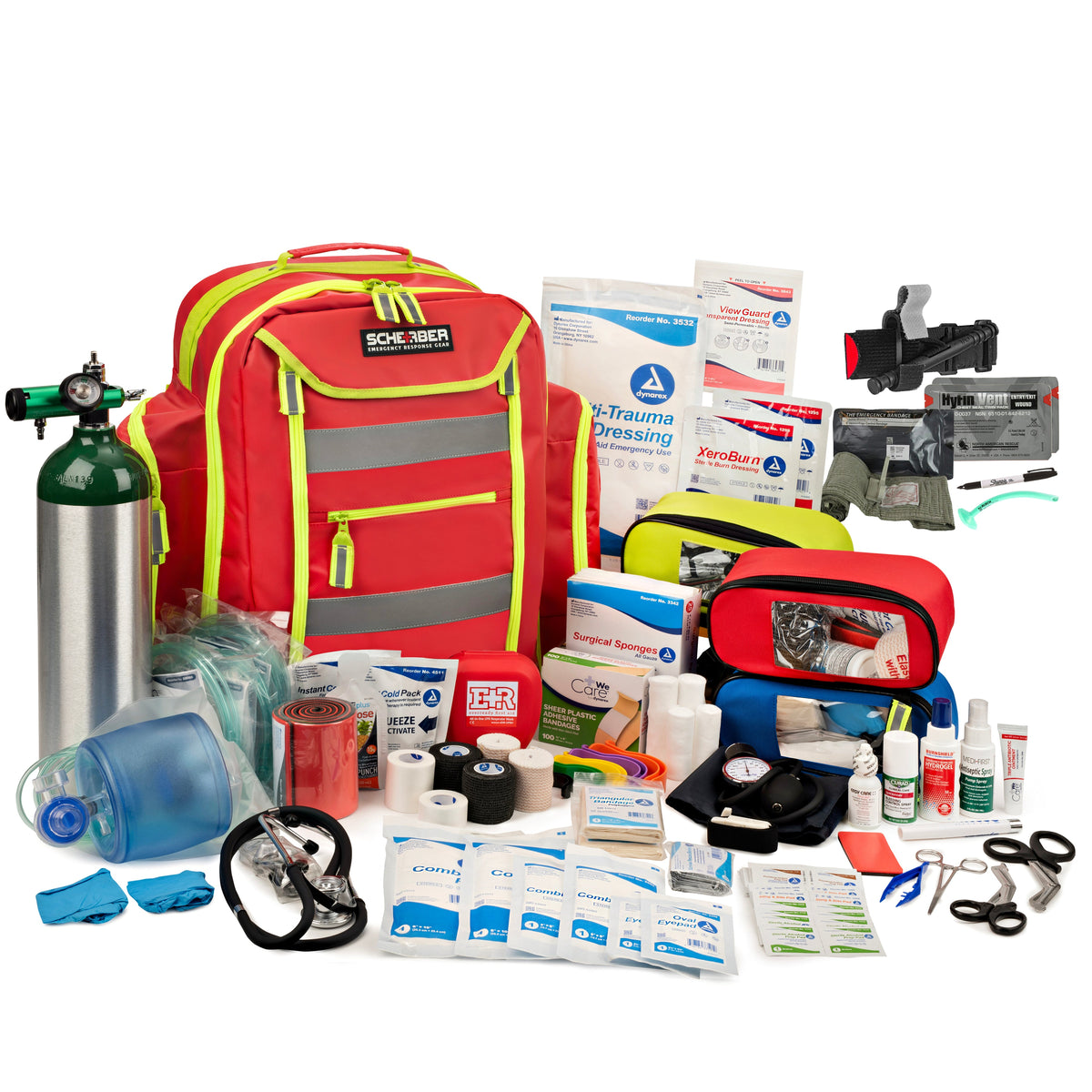 Scherber Ultimate First Responder Trauma O2 Backpack W/Bleeding Control - Fully Stocked Scherber