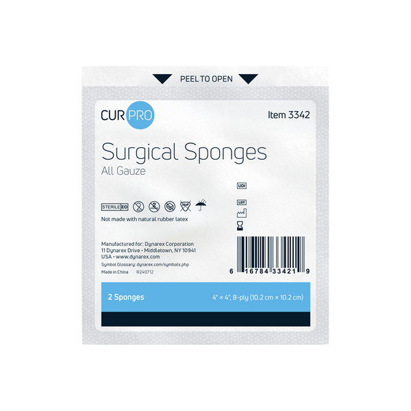 Surgical Gauze Sponge - Sterile 2's, 4" x 4" 8 Ply Dynarex