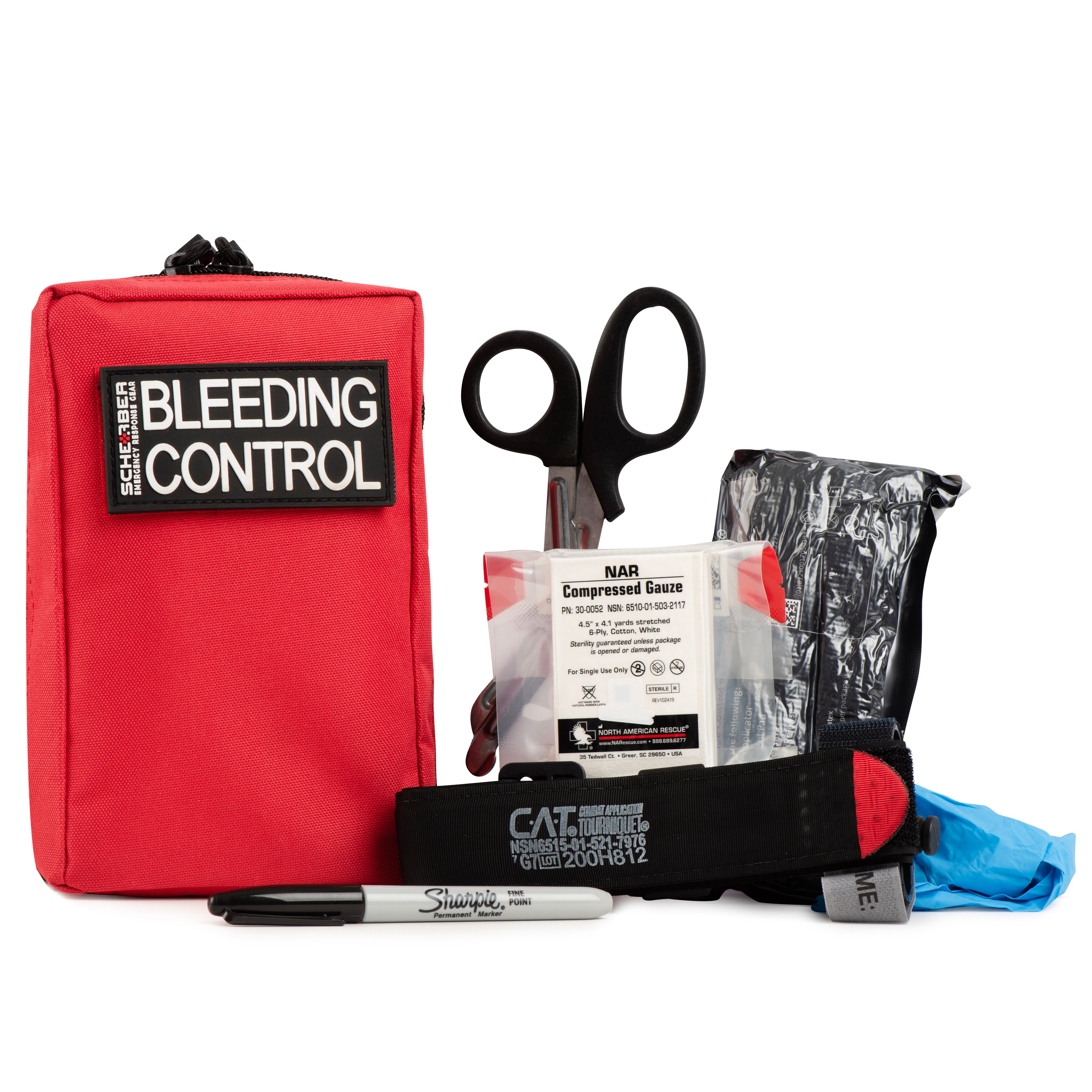 Scherber Public Access Bleeding Control Kit | Trauma Equipment, First Aid Supplies & Nar Tourniquet Pack for Gunshot Wound & Hemorrhage | Medical