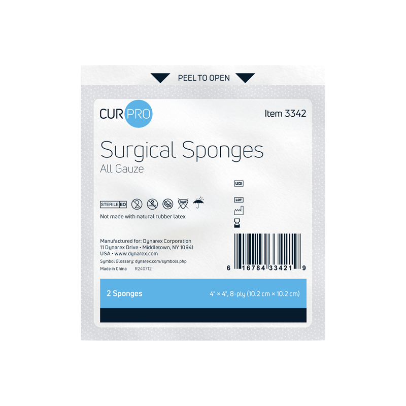 Surgical Gauze Sponge - Sterile 2's, 4" x 4" 8 Ply Dynarex