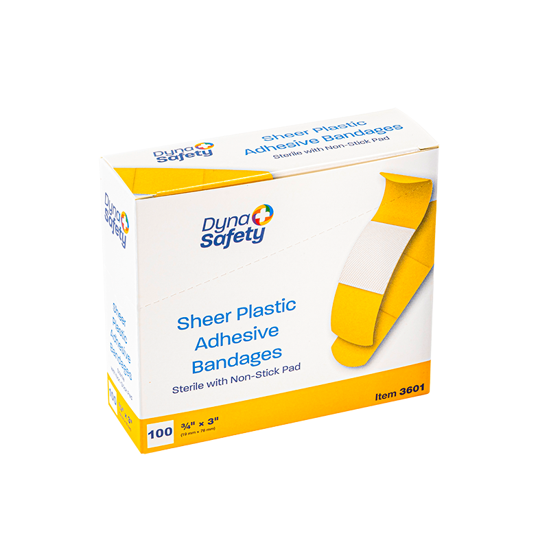 Sheer Plastic Adhesive Bandages - Sterile, 3/4" x 3" Dynarex