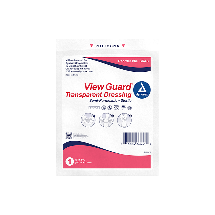 View Guard Transparent Dressings - Sterile, 4" x 4 3/4" Dynarex