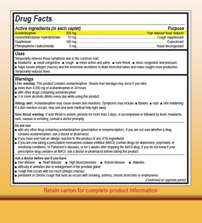 Decorel Forte, Cough, Cold & Flu Relief Caplets Medique