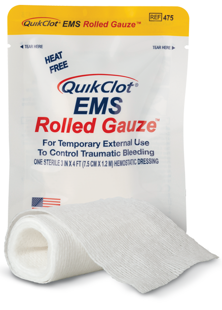 QuikClot EMS Rolled Gauze 3"in x 4'ft #475 QuikClot