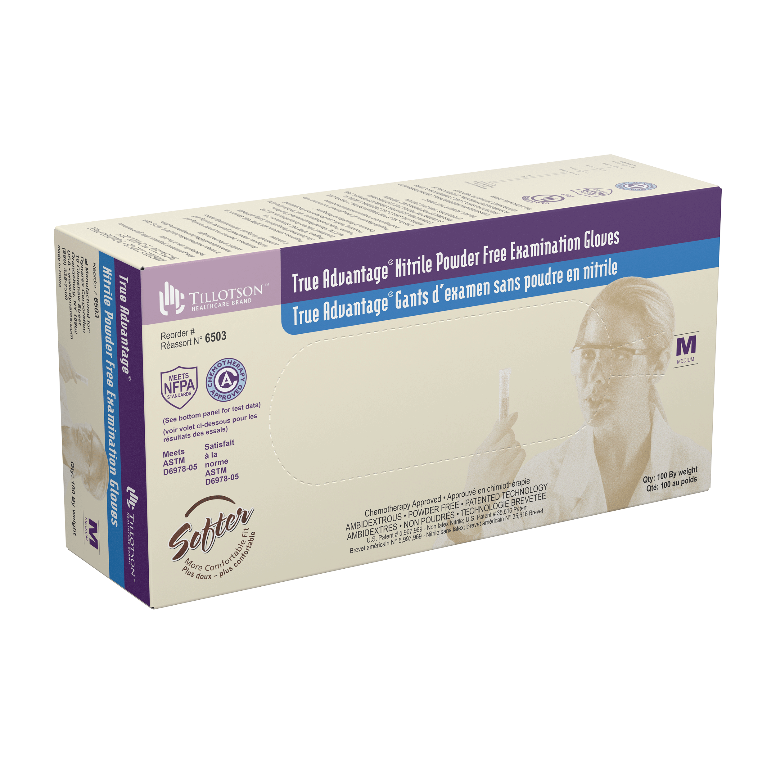 True Advantage Nitrile Exam Gloves, Medium, Powder-Free Dynarex