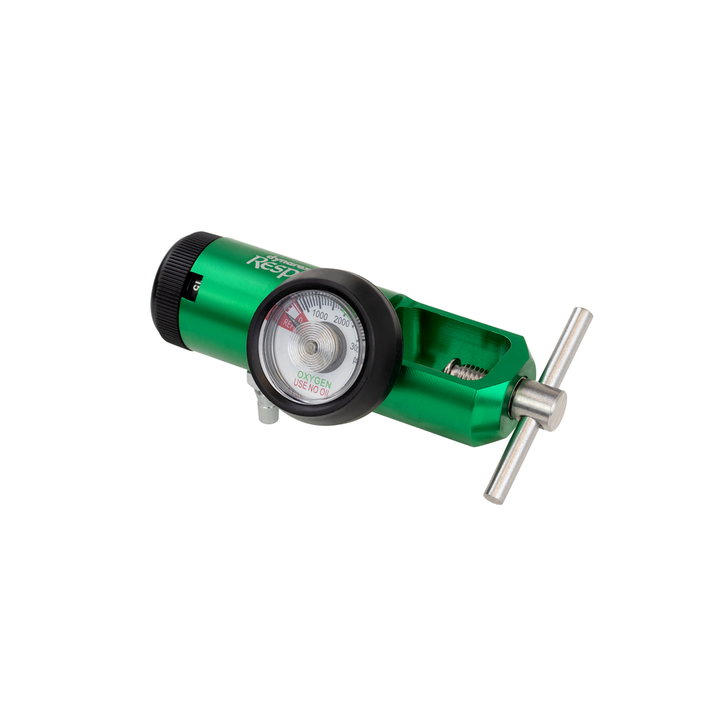 CGA 870 Mini Oxygen Regulator - 0-15 LPM, Barb Outlet, Brass-S Dynarex