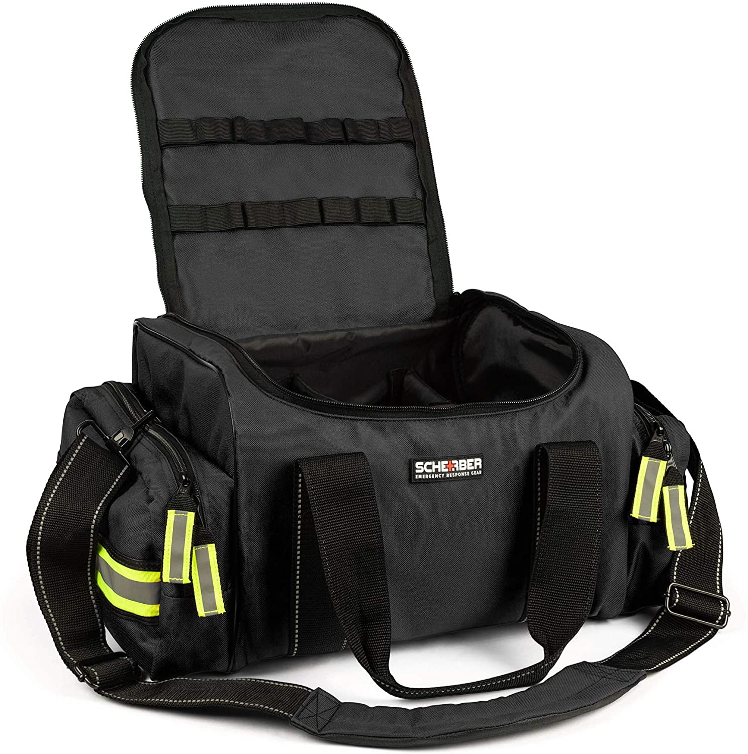 Scherber First Responder Bag | Fully-Stocked Large Professional Essentials EMT/EMS Trauma Kit, Black