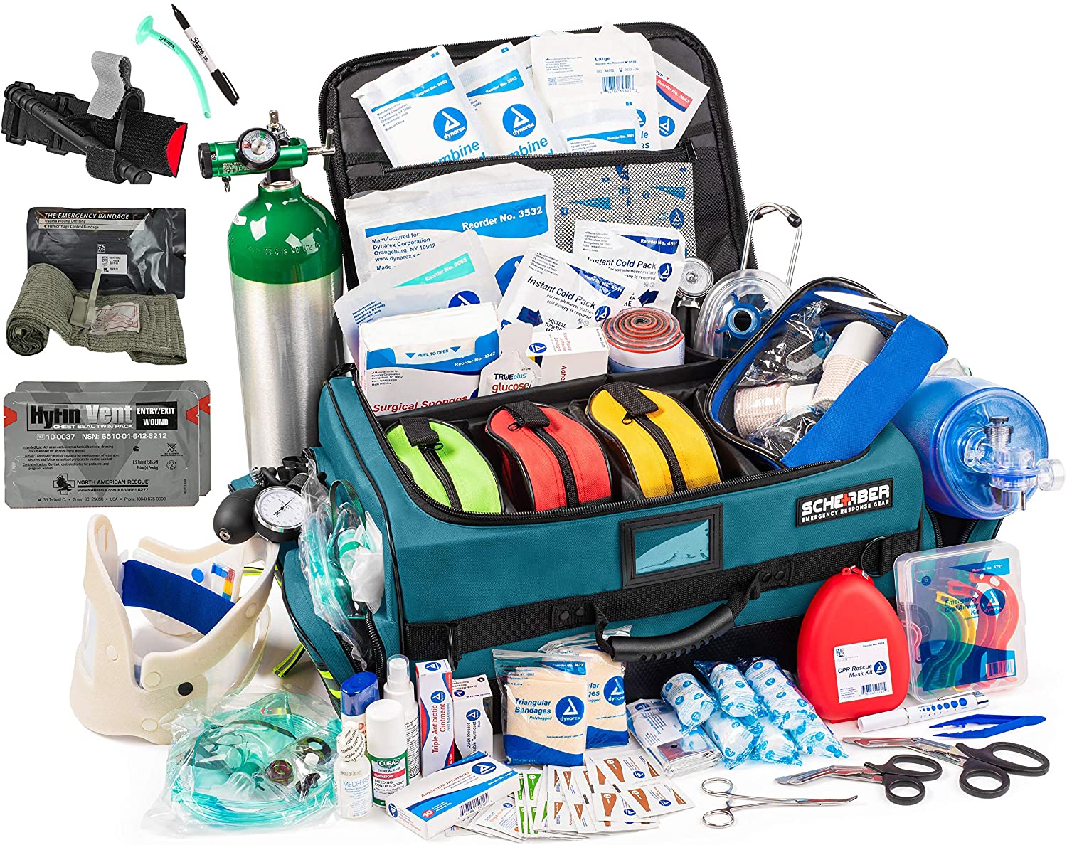 Scherber Ultimate First Responder Trauma kit O2 W/Bleeding Control - Fully Stocked Scherber
