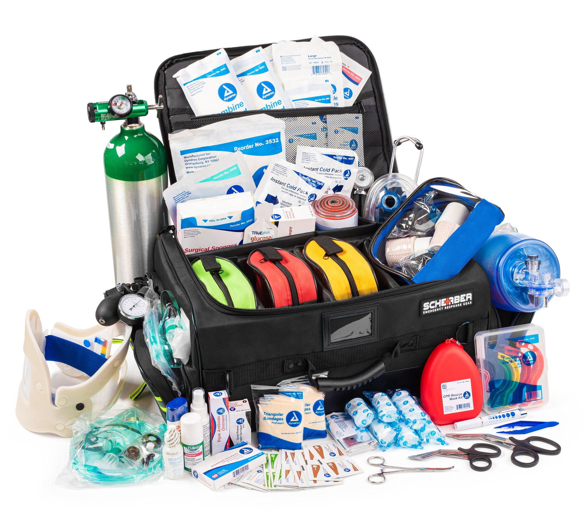 Scherber Fully Stocked First Responder Ultimate Professional EMT/EMS Trauma Kit | HSA/FSA Approved | w/10+ Compartments, Zippered Pockets, Dividers