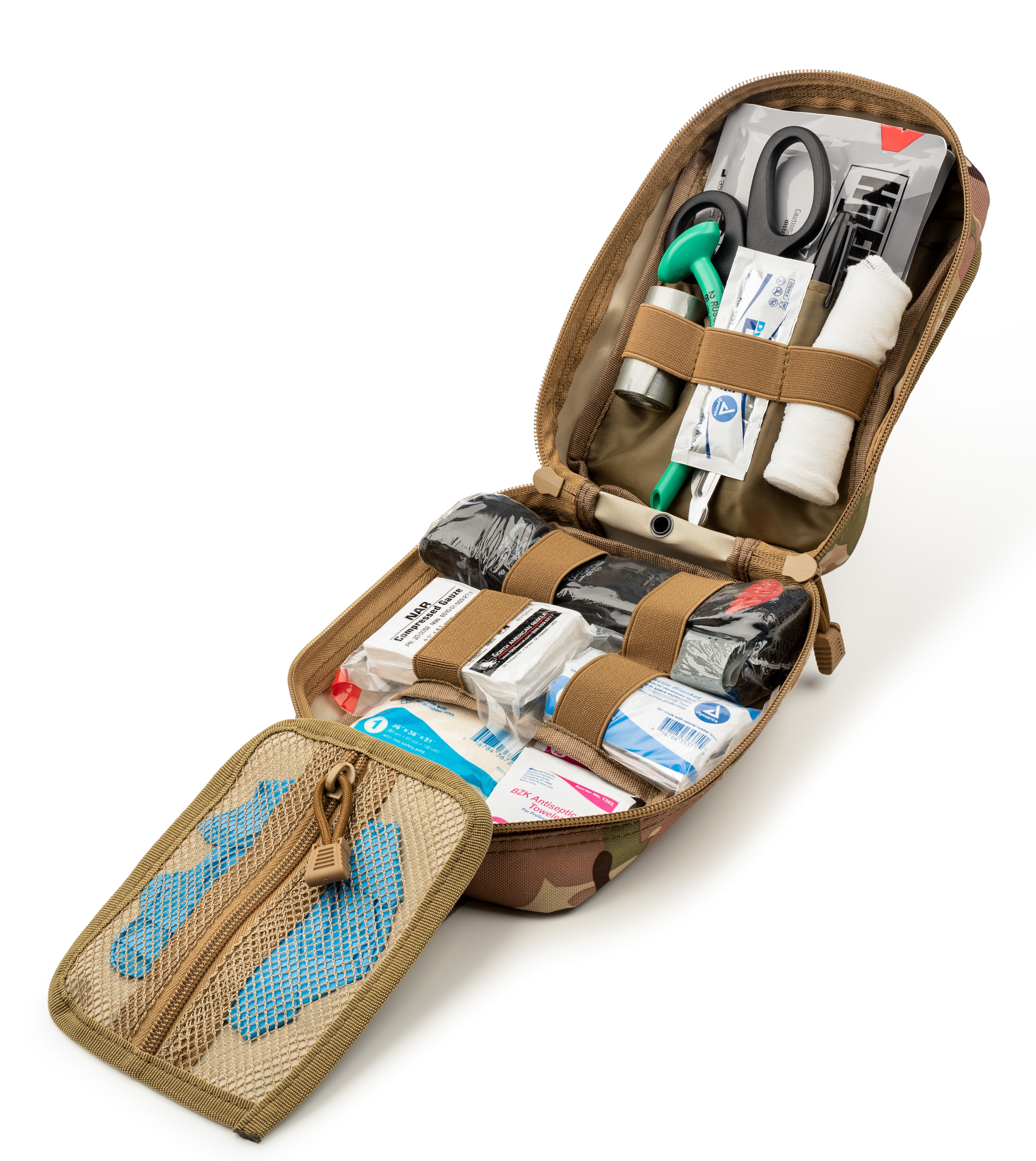 Scherber Premium IFAK Kit Trauma Pack | HSA/FSA Approved | Fully Stocked Molle Pouch w/Cat Tourniquet Hyfin Chest Seal & Israeli Bandage | Trauma Kit